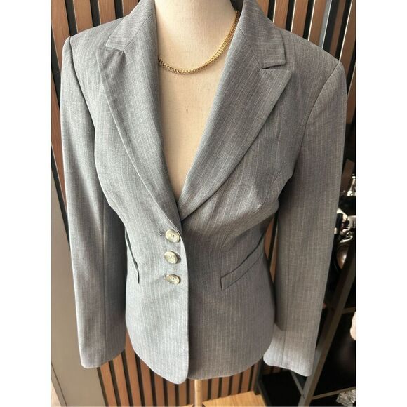 The limited gray and pink striped blazer work attire office wear size 4 - Picture 1 of 9